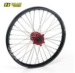 Bihr Roue Avant Complète HAAN WHEELS A60 21x1,60x36T Jante Noir/moyeu Rouge/rayons Argent/têtes De Rayons Argent
