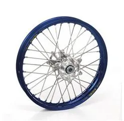 Bihr Roue Avant Complète HAAN WHEELS 17x1,40x36T Jante Bleu/moyeu Argent/rayons Argent/têtes De Rayons Argent