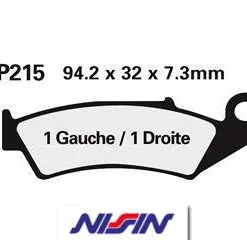 Bihr Plaquettes De Frein Avant NISSIN 2P215GS Semi-métallique Honda