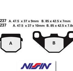 Bihr Plaquettes De Frein Avant NISSIN 2P-237NS Semi-métallique