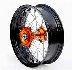 Bihr Roue Arrière Complète ART SM 17x5,00x36T Jante Noir/moyeu Orange/rayons Argent/têtes De Rayons Argent