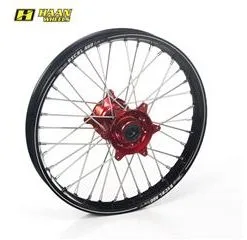 Bihr Roue Arrière Complète HAAN WHEELS A60 19x1,85x36T Jante Noir/moyeu Rouge/rayons Argent/têtes De Rayons Argent