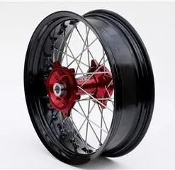 Bihr Roue Arrière Complète ART SM 17x4,50x36T Jante Noir/moyeu Rouge/rayons Argent/têtes De Rayons Argent