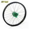 Bihr Roue Avant Complète HAAN WHEELS 17x3,50x36T Jante Noir/moyeu Vert/rayons Noir/têtes De Rayons Vert