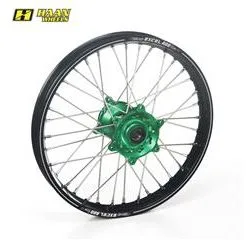 Bihr Roue Arrière Complète HAAN WHEELS A60 19x1,85x36T Jante Noir/moyeu Vert/rayons Argent/têtes De Rayons Argent