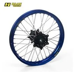 Bihr Roue Arrière Complète HAAN WHEELS 19x1,85x36T Jante Bleu/moyeu Noir/rayons Noir/têtes De Rayons Bleu