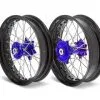 Bihr Kit Roues Complètes Avant + Arrière ART SM 17x3,50/17x4,50 Jante Noir/moyeu Bleu Yamaha