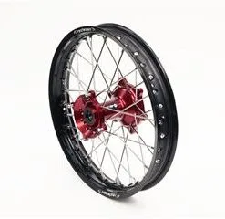 Bihr Roue Arrière Complète ART 19x1,85x36T Jante Noir/moyeu Rouge/rayons Argent/têtes De Rayons Argent