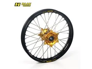 Bihr Roue Arrière Complète HAAN WHEELS 19x3,00x36T Jante Noir/moyeu Or/rayons Argent/têtes De Rayons Argent 1 Bihr Roue Arrière Complète HAAN WHEELS 19x3,00x36T Jante Noir/moyeu Or/rayons Argent/têtes De Rayons Argent