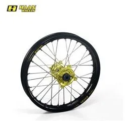 Bihr Roue Arrière Complète HAAN WHEELS 17x5,00x36T Jante Noir/moyeu Jaune/rayons Noir/têtes De Rayons Bleu