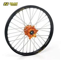 Bihr Roue Avant Complète HAAN WHEELS 14x1,60x36T Jante Noir/moyeu Orange/rayons Argent/têtes De Rayons Argent
