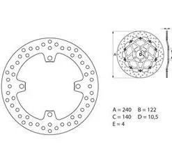Bihr Disque De Frein BREMBO Oro Rond Fixe